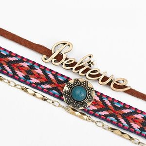 Boho Triple Layered Choker Necklace Set